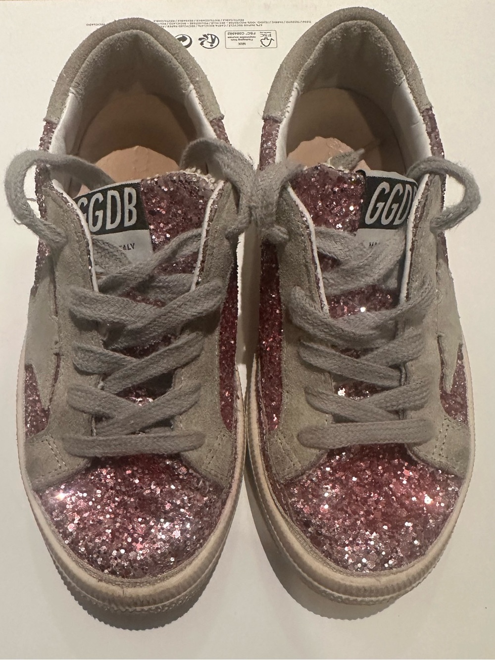Golden Goose Kids Pink Glitter & Gray Suede Low-Top Sneakers
